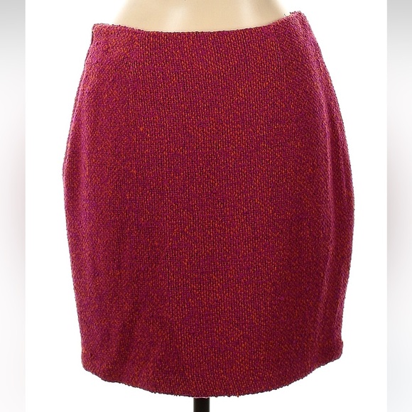 Vintage Cache 90’s Wool Gold Label Tweed A-Line Skirt Pink Orange Size 8 Medium - Picture 2 of 7